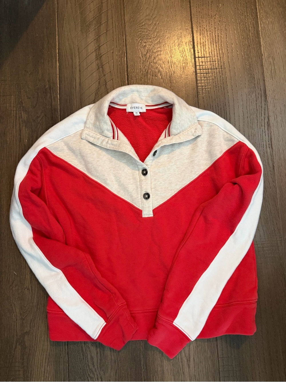 Evereve Red and Light Gray Pullover Sweater